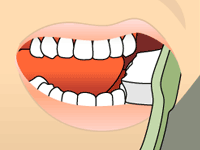 Brushing technique step 1 — dental hygiene animation