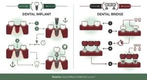 Dental Implants vs Bridges Diagram Dentistry by Design Elk Grove CA
